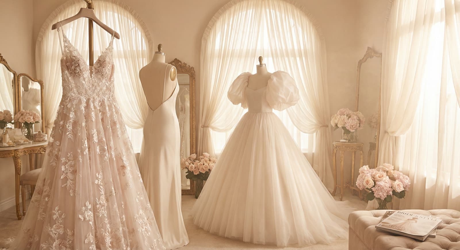 Elegante Braut in modernem minimalistischem Brautkleid 2026