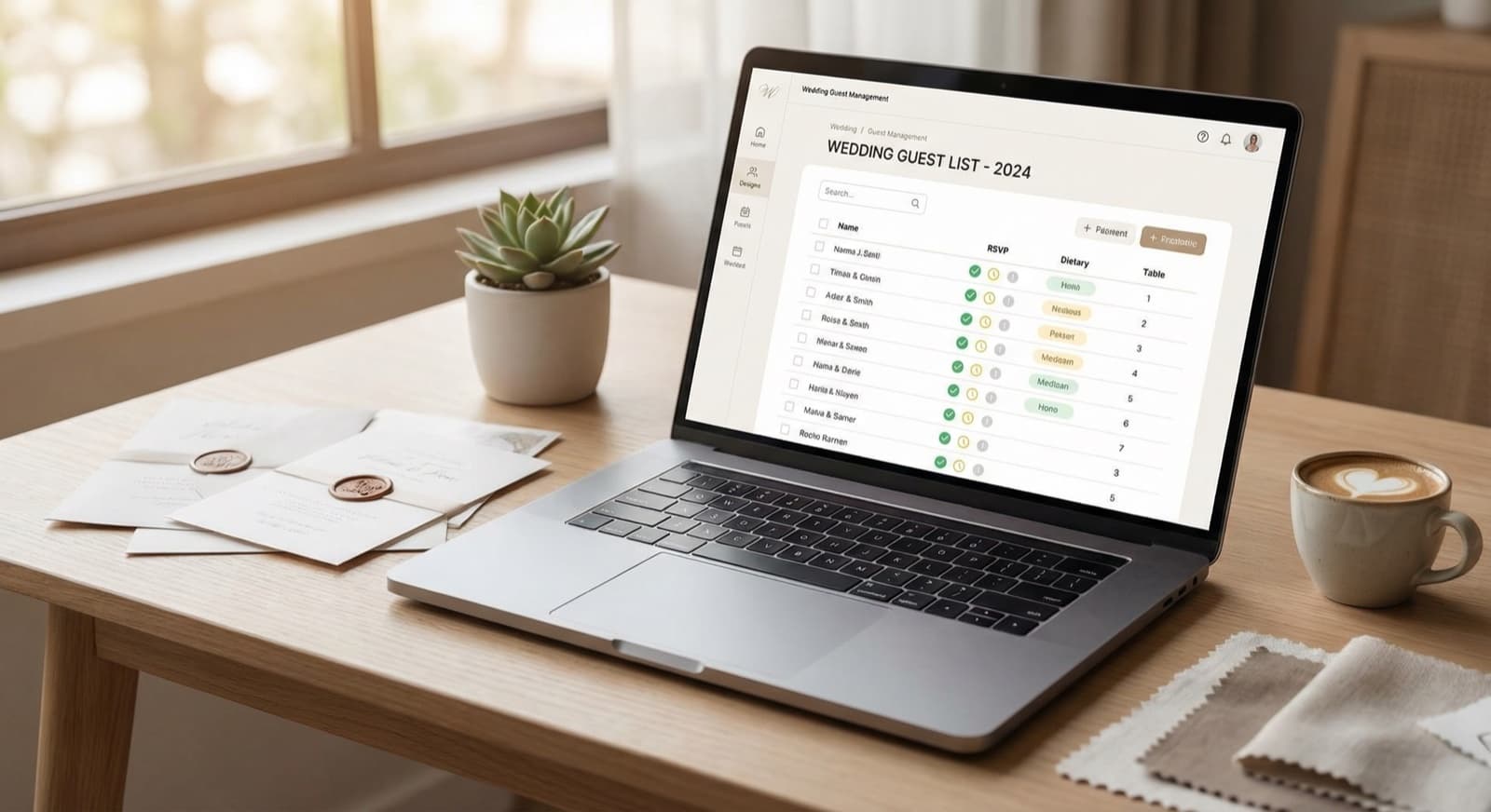 Hochzeit Gästeliste digital verwalten auf Laptop und Smartphone