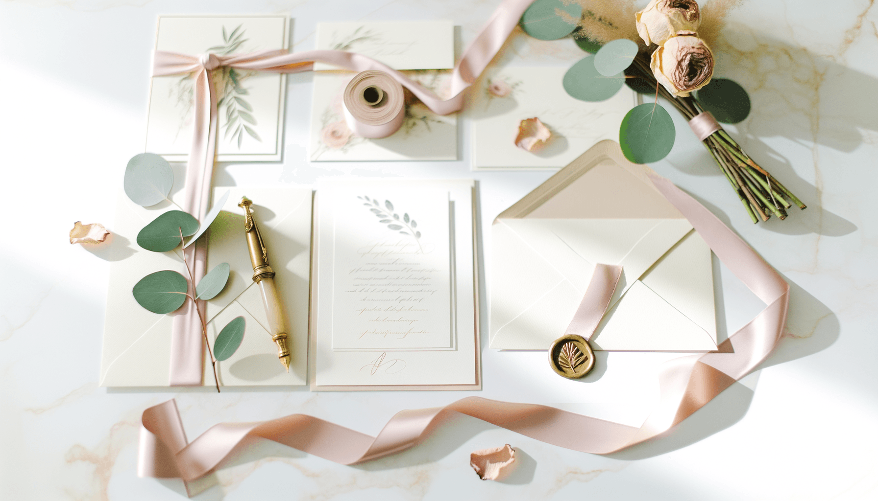 Hochzeitseinladung Text Vorlagen und Mustertexte - elegantes Einladungsset mit Kalligraphie