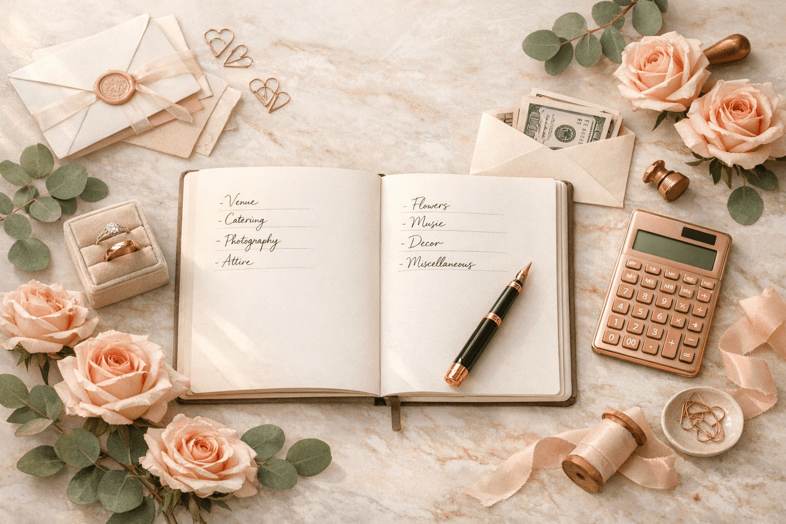 Hochzeitskosten Kalkulation mit Budget-Planer und Taschenrechner