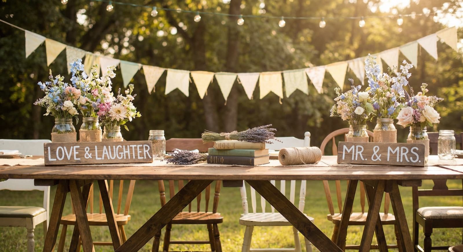 Günstige DIY Hochzeitsdeko mit Naturmaterialien und Kerzen